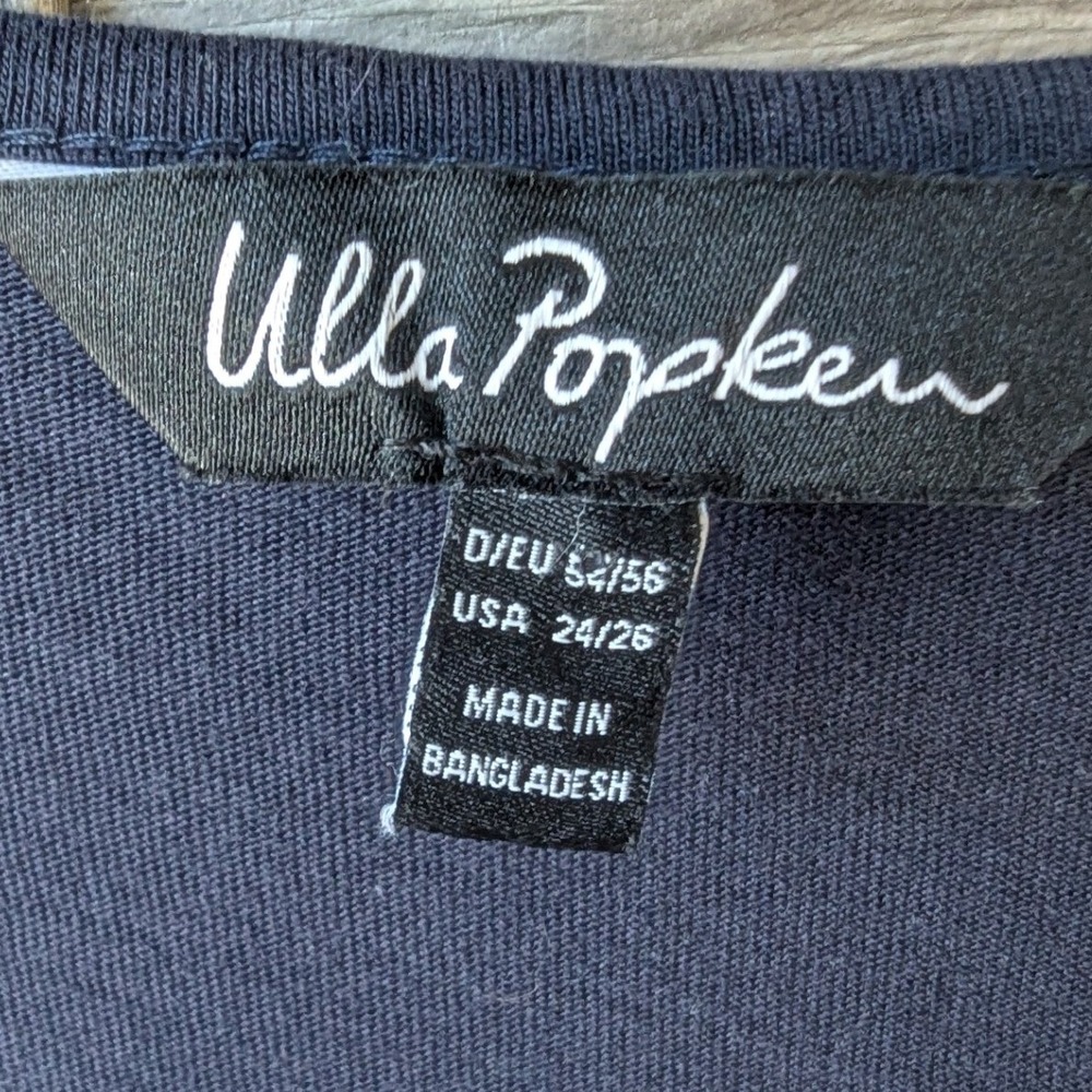 Ulla Popken T-Shirt Dress Navy Blue Organic Cotton Drawstring Sz 24/26 Pockets - Picture 5 of 10
